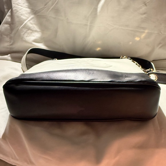 Vintage CC Lambskin Leather Chain Shopping Tote Bag Black/white - Picture 6 of 16